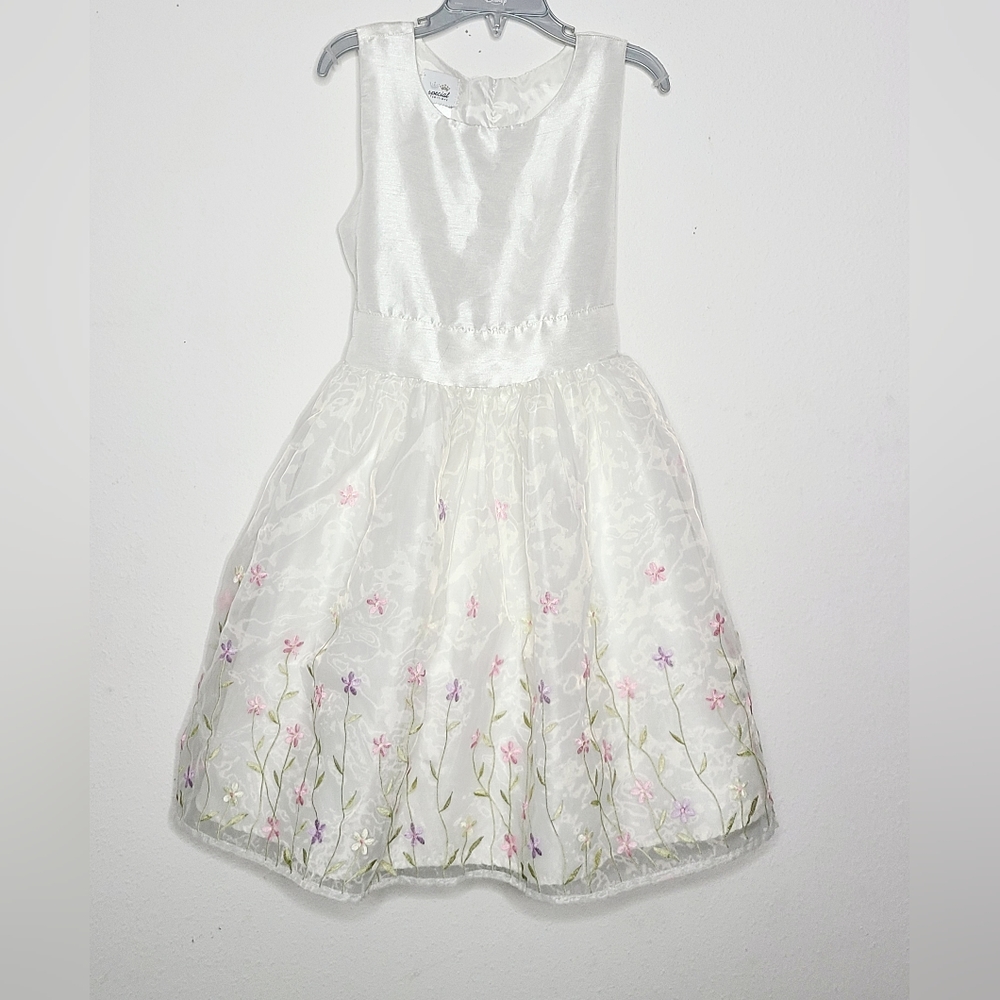Gorgeous Special Editions White Floral Embroidered Spring Easter Dress Sz 8